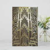 Metallic art nouveau design, , elegant, chic, briefpapier (Staand voorkant)