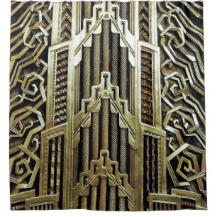Metallic art nouveau design, , elegant, chic douchegordijn