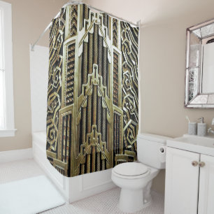 Metallic art nouveau design, , elegant, chic douchegordijn