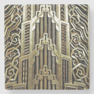 Metallic art nouveau design, , elegant, chic, stenen onderzetter