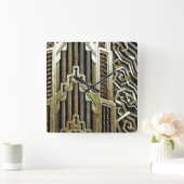 Metallic art nouveau design, , elegant, chic, vierkante klok (Huis)