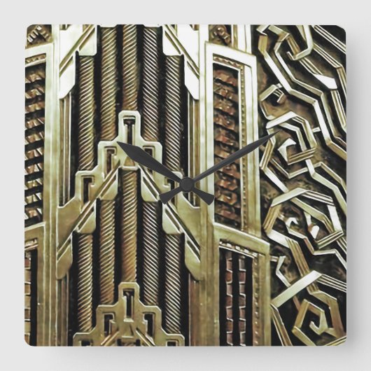 Metallic art nouveau design, , elegant, chic, vierkante klok (Voorkant)