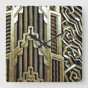 Metallic art nouveau design, , elegant, chic, vierkante klok