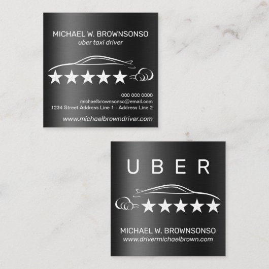 Metallic Automobile Service Car-driver Vierkante Visitekaartje (Voorkant / Achterkant)