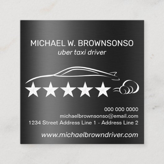 Metallic Automobile Service Car-driver Vierkante Visitekaartje (Voorkant)