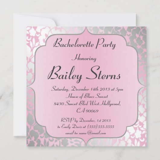 Metallic Baby roze bachelorette Kaart (Voorkant)