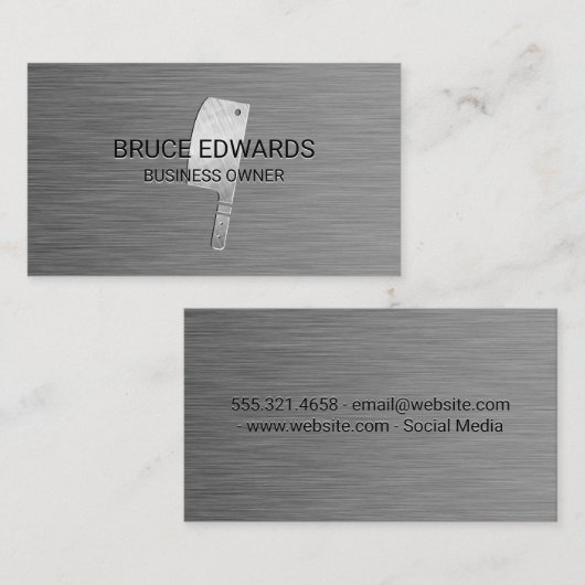 Metallic Background Butchers Knife Visitekaartje (Voorkant / Achterkant)