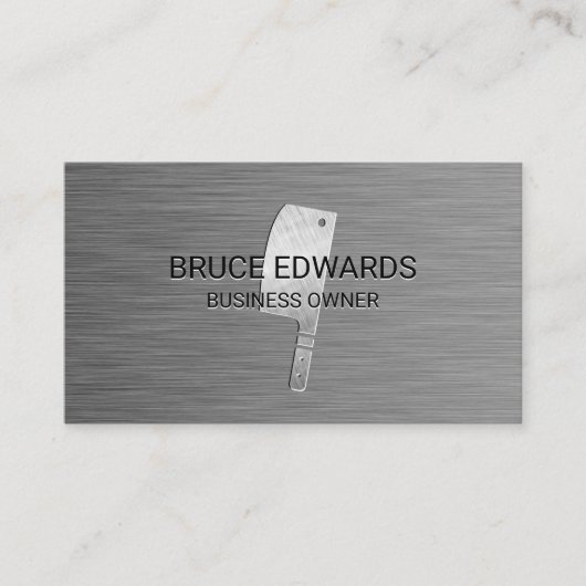 Metallic Background Butchers Knife Visitekaartje (Voorkant)