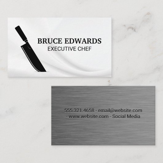 Metallic Background Knife | Chef Visitekaartje (Voorkant / Achterkant)
