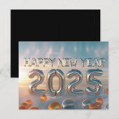 Metallic ballon "Gelukkig Nieuwjaar 2025 Feestdagenkaart (Voorkant / Achterkant)