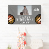 Metallic Basketball Ball Photo Birthday Banner (Insitu)