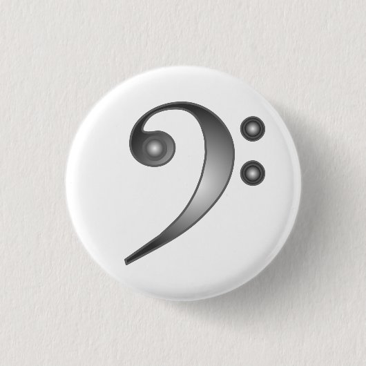 Metallic Bass Clef Ronde Button 3,2 Cm (Voorkant)
