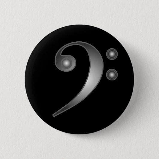 Metallic Bass Clef Ronde Button 5,7 Cm (Voorkant)