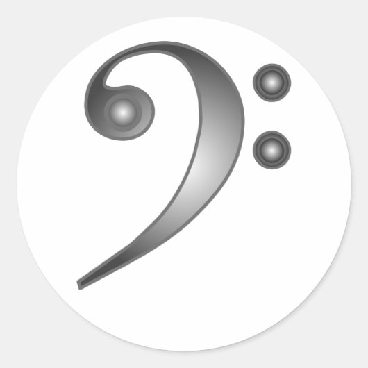 Metallic Bass Clef Ronde Sticker (Voorkant)