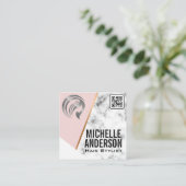 Metallic Beauty | QR Code | Roze | Marmer  Vierkante Visitekaartje (Staand voorkant)