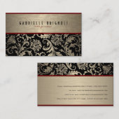 Metallic beige en zwarte damast ontwerp 2 visitekaartje (Voorkant / Achterkant)