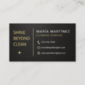 Metallic Black and Gold House Cleaning Services Visitekaartje (Achterkant)