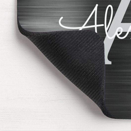 Metallic Black Business Folie Monogram Naam Muismat (Hoek)