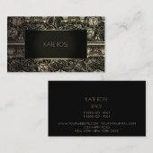 Metallic Black Champaign Gold Floral Lijst Vip Visitekaartje (Voorkant / Achterkant)
