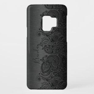 Metallic Black en Elegant Black Paisley Lace Case-Mate Samsung Galaxy S9 Hoesje