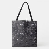Metallic Black Glitter Gepersonaliseerde moderne c Tote Bag (Voorkant)