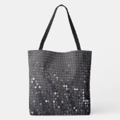 Metallic Black Glitter Gepersonaliseerde moderne c Tote Bag (Achterkant)