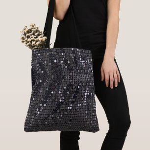 Metallic Black Glitter Gepersonaliseerde moderne c Tote Bag