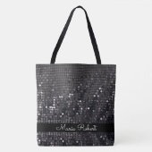 Metallic Black Glitter Gepersonaliseerde moderne c Tote Bag (Voorkant)