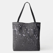 Metallic Black Glitter Girly Glam Gepersonaliseerd Tote Bag (Achterkant)