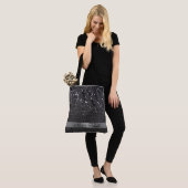 Metallic Black Glitter Girly Glam Gepersonaliseerd Tote Bag (Op model)