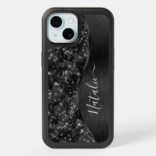 Metallic Black Glitter Personalized