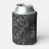 Metallic Black Glitter Personalized Blikjeskoeler (Blikje Voorkant)