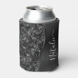 Metallic Black Glitter Personalized Blikjeskoeler