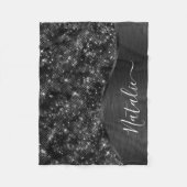 Metallic Black Glitter Personalized Fleece Deken (Voorkant)