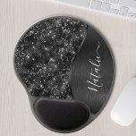 Metallic Black Glitter Personalized Gel Muismat<br><div class="desc">Pas dit zwarte geborstelde metaal eenvoudig aan met glamoureus gelgelmuisblok met uw eigen eigen naam.</div>