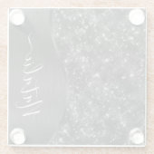 Metallic Black Glitter Personalized Glazen Onderzetter (Achterkant)