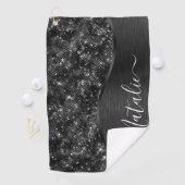 Metallic Black Glitter Personalized Golfhanddoek (Insitu)