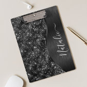 Metallic Black Glitter Personalized Klembord