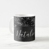Metallic Black Glitter Personalized Koffiemok (Voorkant links)