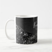 Metallic Black Glitter Personalized Koffiemok (Links)