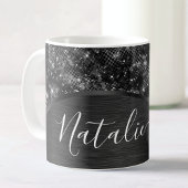 Metallic Black Glitter Personalized Koffiemok