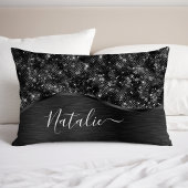 Metallic Black Glitter Personalized Kussensloop