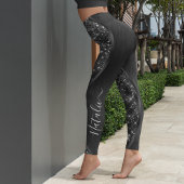 Metallic Black Glitter Personalized Leggings