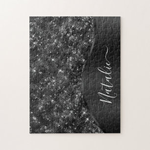 Metallic Black Glitter Personalized Legpuzzel