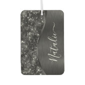 Metallic Black Glitter Personalized Luchtverfrisser (Voorkant)