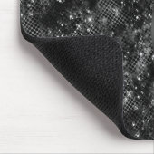 Metallic Black Glitter Personalized Muismat (Hoek)