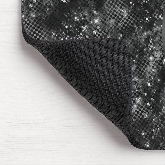 Metallic Black Glitter Personalized Muismat (Hoek)