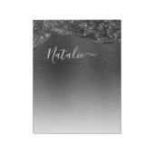 Metallic Black Glitter Personalized Notitieblok (Linkerzijde)