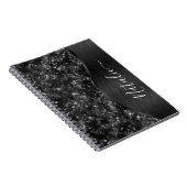 Metallic Black Glitter Personalized Notitieboek (Rechterzijde)
