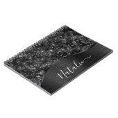 Metallic Black Glitter Personalized Notitieboek (Linkerzijde)